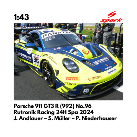 Porsche 911 GT3 R (992) No.96 Rutronik Racing 24H Spa 2024 - Spark Model Car