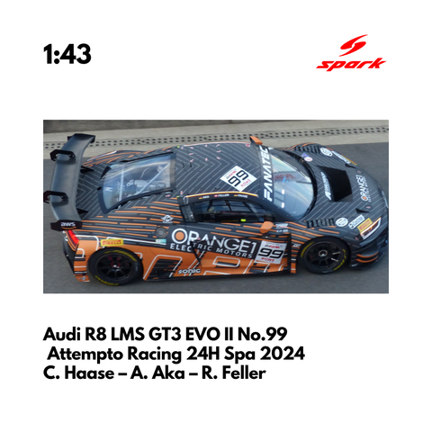 Audi R8 LMS GT3 EVO II No.99 Tresor Attempto Racing 24H Spa 2024 - Spark Model Car