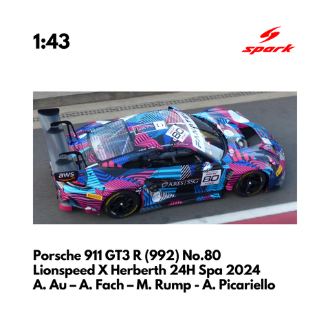 Porsche 911 GT3 R (992) No.80 Lionspeed X Herberth 24H Spa 2024 - Spark Model Car