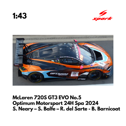 McLaren 720S GT3 EVO No.5 Optimum Motorsport 24H Spa 2024 - Spark Model Car