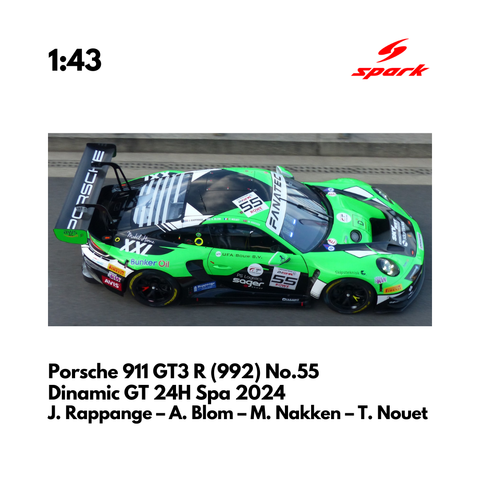 Porsche 911 GT3 R (992) No.55 Dinamic GT 24H Spa 2024 - Spark Model Car