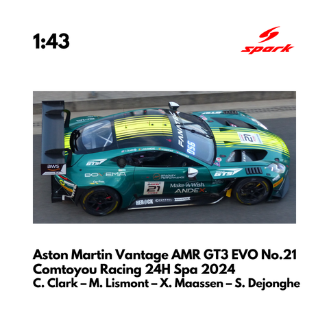 Aston Martin Vantage AMR GT3 EVO No.21 Comtoyou Racing 24H Spa 2024 - Spark Model Car