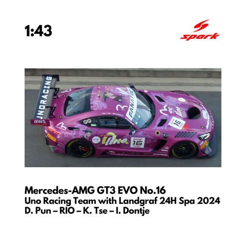 Mercedes-AMG GT3 EVO No.16 Uno Racing Team with Landgraf 24H Spa 2024 - Spark Model Car