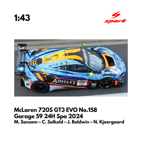 McLaren 720S GT3 EVO No.158 Garage 59 24H Spa 2024 - Spark Model Car