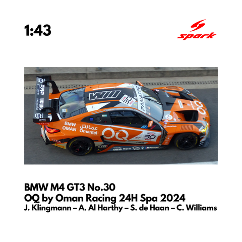 BMW M4 GT3 No.30 OQ by Oman Racing 24H Spa 2024 - Spark Model Car