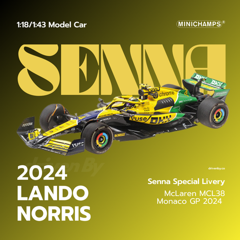 Lando Norris McLaren MCL38 - Monaco GP 2024 Senna Livery Model Car - Minichamps