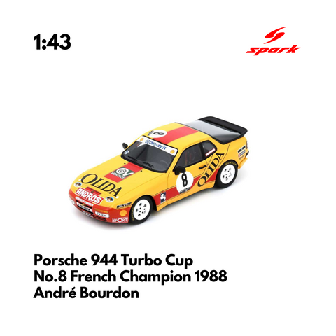 Porsche 944 Turbo Cup No.8 French Champion 1988 - 1:43 Spark Model Car