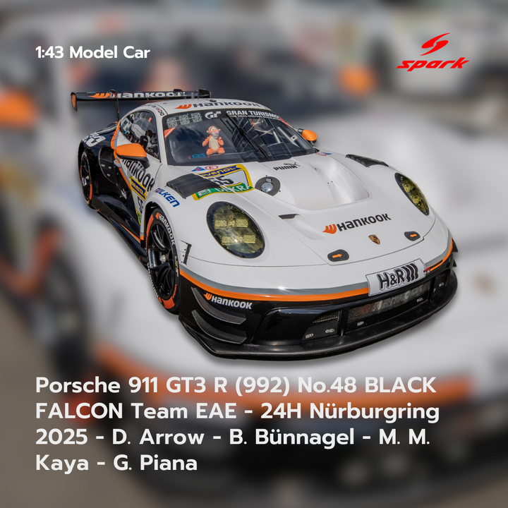 Porsche 911 GT3 R (992) No.55 Hankook Competition 24H Nürburgring 2025 - Spark 1:43 Model Car