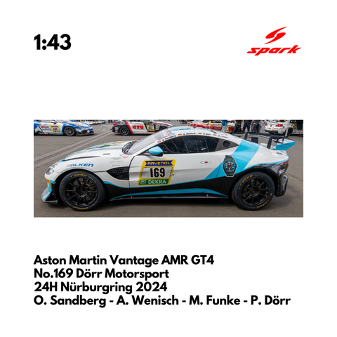 Aston Martin Vantage AMR GT4 No.169 Dörr Motorsport 24H Nürburgring 2024 - 1:43 Spark Model Car