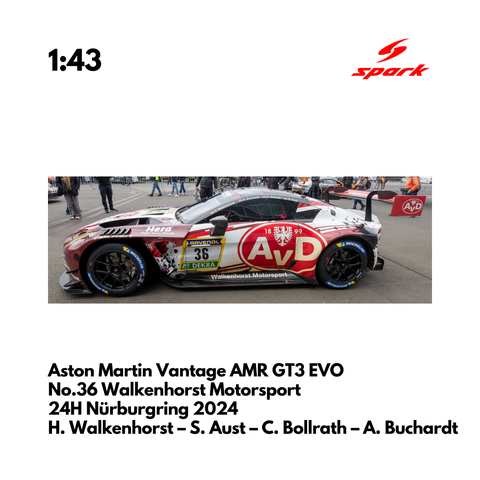Aston Martin Vantage AMR GT3 EVO No.36 Walkenhorst Motorsport 24H Nürburgring 2024- 1:43 Spark Model Car