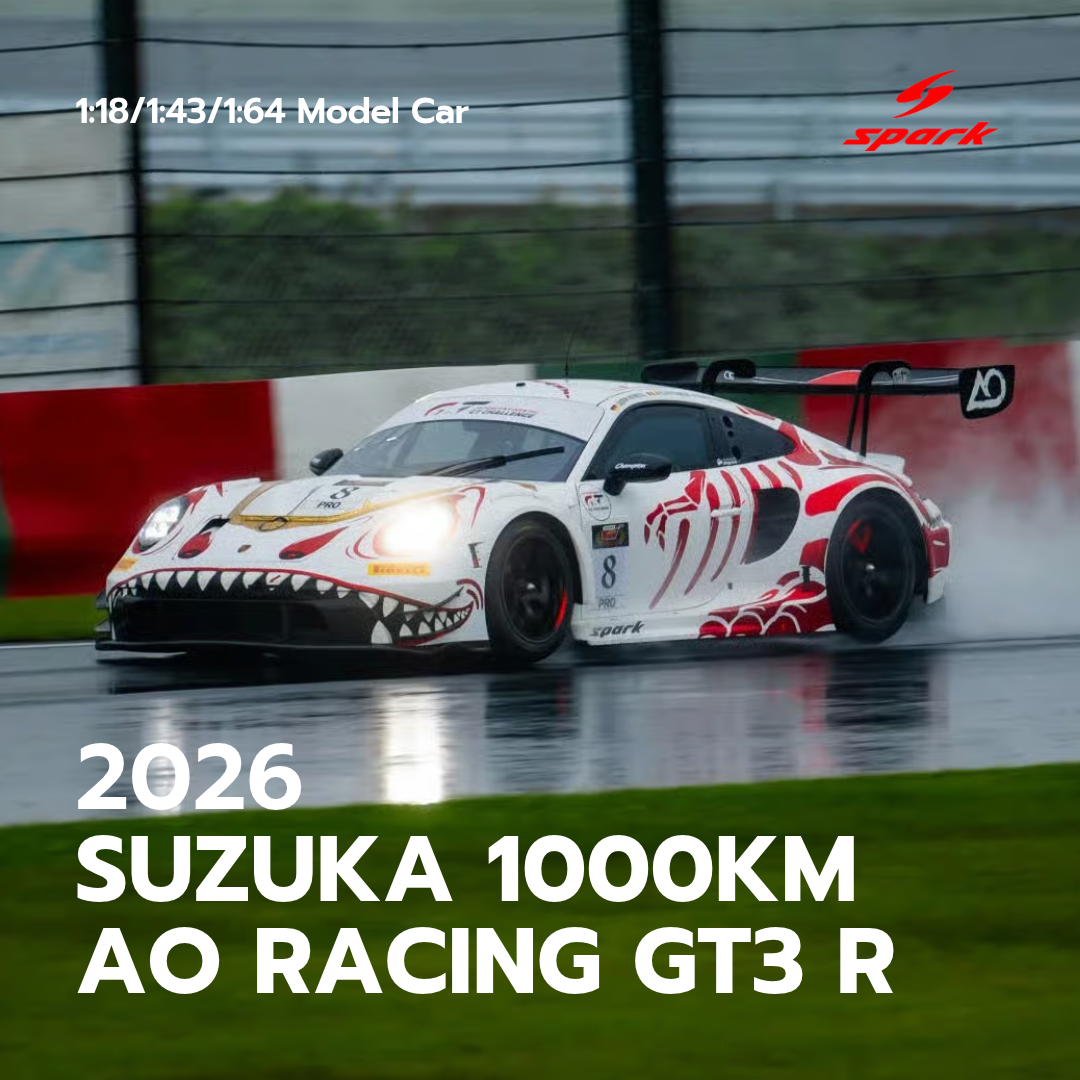 Porsche GT3 R No.8 AO Racing Winner Suzuka 1000km 2026 with Pit Board - Spark Model Car
