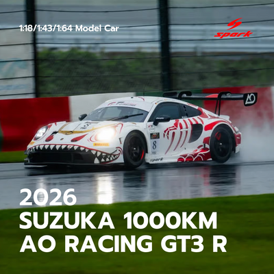 Porsche GT3 R No.8 AO Racing Winner Suzuka 1000km 2026 with Pit Board - Spark Model Car