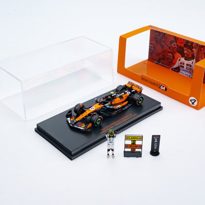 Scale 1:64 Lando Norris Winner Monaco GP 2025 McLaren MCL39 With Figurine & Pitboards- 1:64 Minichamps Model Car