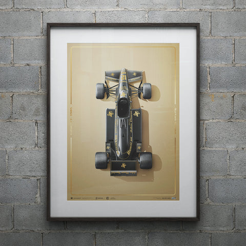 Lotus 97T - Ayrton Senna - Stunning Black - Estoril - 1985 - Gold Collector's Edition Poster