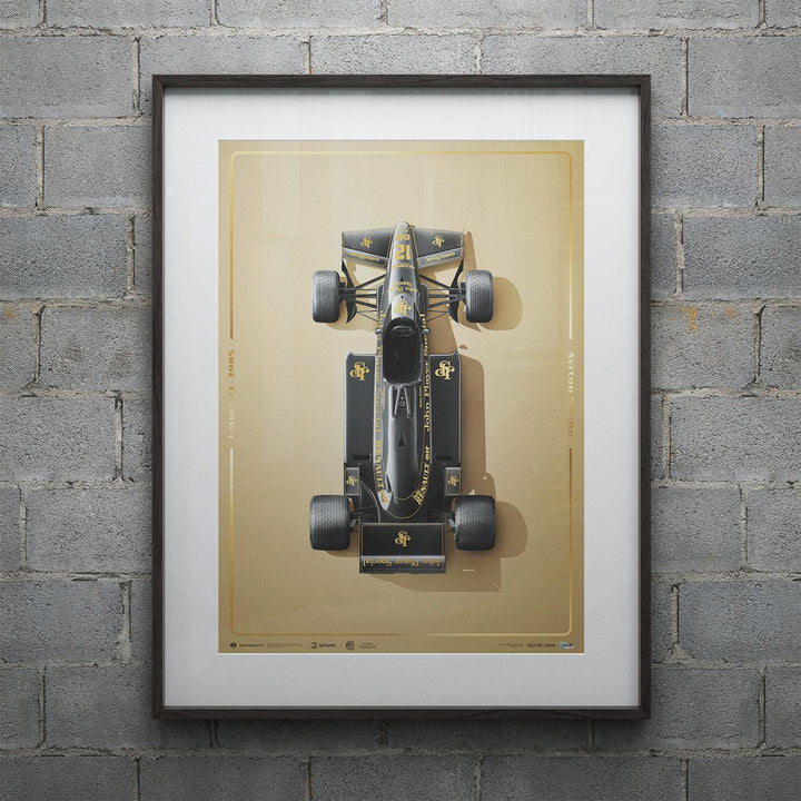 Lotus 97T - Ayrton Senna - Stunning Black - Estoril - 1985 - Gold Collector's Edition Poster