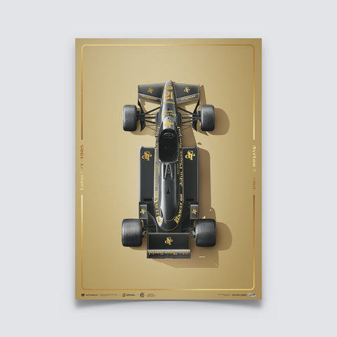 Lotus 97T - Ayrton Senna - Stunning Black - Estoril - 1985 - Gold Collector's Edition Poster