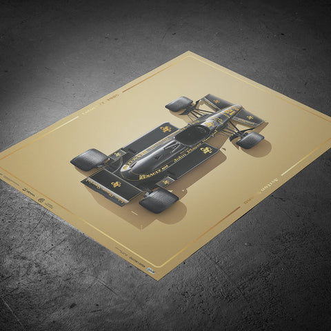 Lotus 97T - Ayrton Senna - Stunning Black - Estoril - 1985 - Gold Collector's Edition Poster