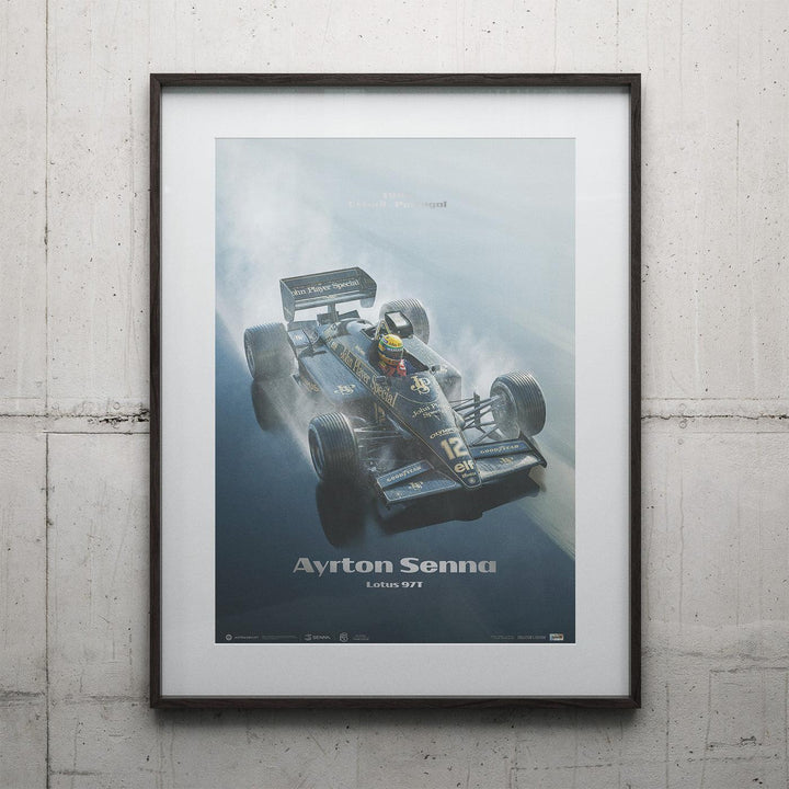Lotus 97T - Ayrton Senna - Rainmaster - Estoril - 35th Anniversary - 1985 - Silver Collector's Edition Poster