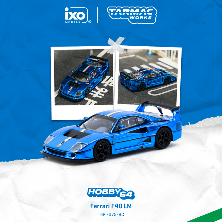 Scale 1:64 Ferrari F40 LM Chrome Blue - Tarmac Works