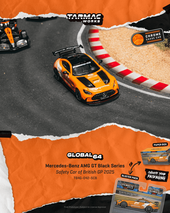 Scale 1:64 - 2025 British GP Formula 1 Safety Car Special Livery - Mercedes-Benz AMG GT Black Series - Tarmac Works