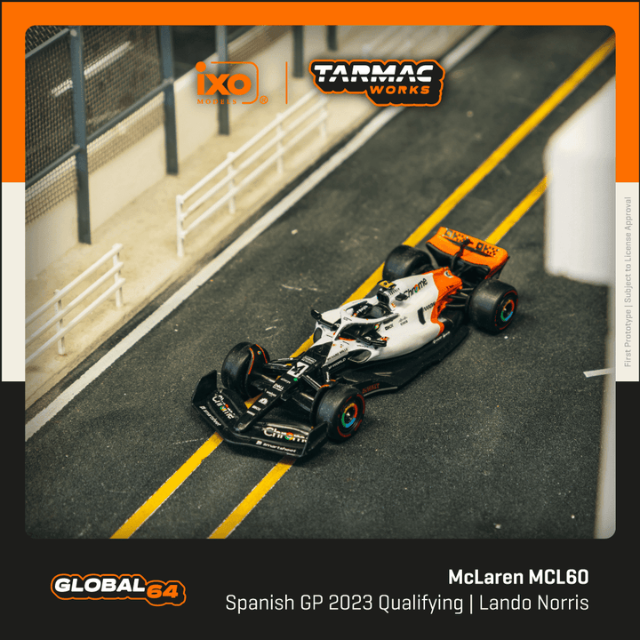 Scale 1:64 - Lando Norris McLaren MCL60 Spanish GP 2023 Special Livery Model Car - Tarmac Works