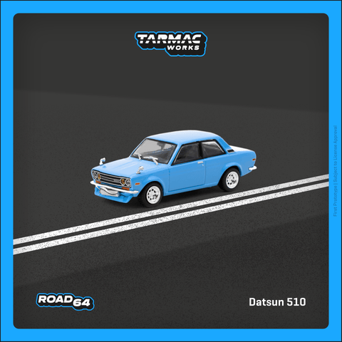 Scale 1/64 - Datsun 510 Light Blue Model Car - Tarmac Works