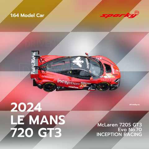 McLaren 720S GT3 Evo No.70 INCEPTION RACING Le Mans 24H 2024 - Scale 1/64 Sparky