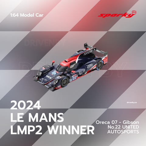 Oreca 07 - Gibson No.22 UNITED AUTOSPORTS Winner LMP2 Le Mans 24H 2024 Model Car Scale 1/64 Sparky