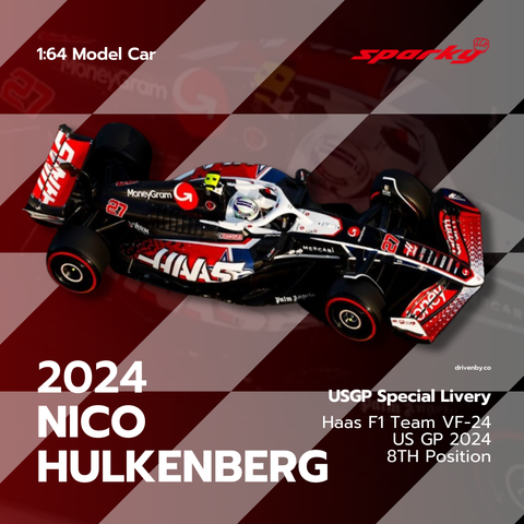 Nico Hulkenberg US GP 2024 8th Haas F1 VF-24 Model Car - Scale 1/64 Sparky