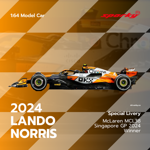 Lando Norris Singapore GP 2024 Winner McLaren MCL38 Special Livery Model Car - Scale 1/64 Sparky