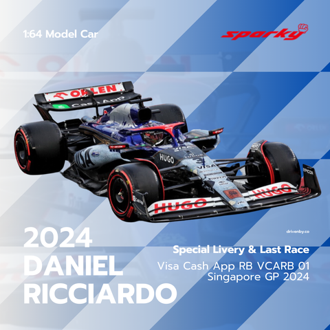 Daniel Ricciardo Singapore GP 2024 Last Race Visa Cash App RB VCARB 01 Model Car - Scale 1/64 Sparky