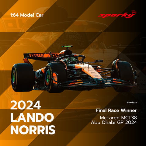 Lando Norris Abu Dhabi GP 2024 Winner McLaren MCL38 Model Car - Scale 1/64 Sparky