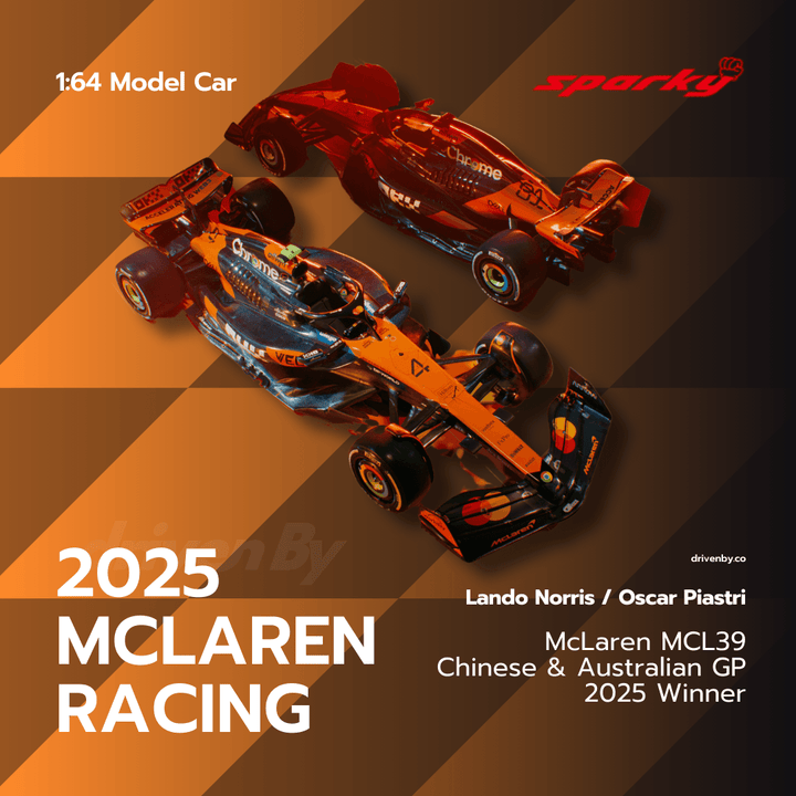McLaren F1 Team MCL39 - Lando Norris &amp; Oscar Piastri – 2025 Model Car Scale 1:64 Sparky