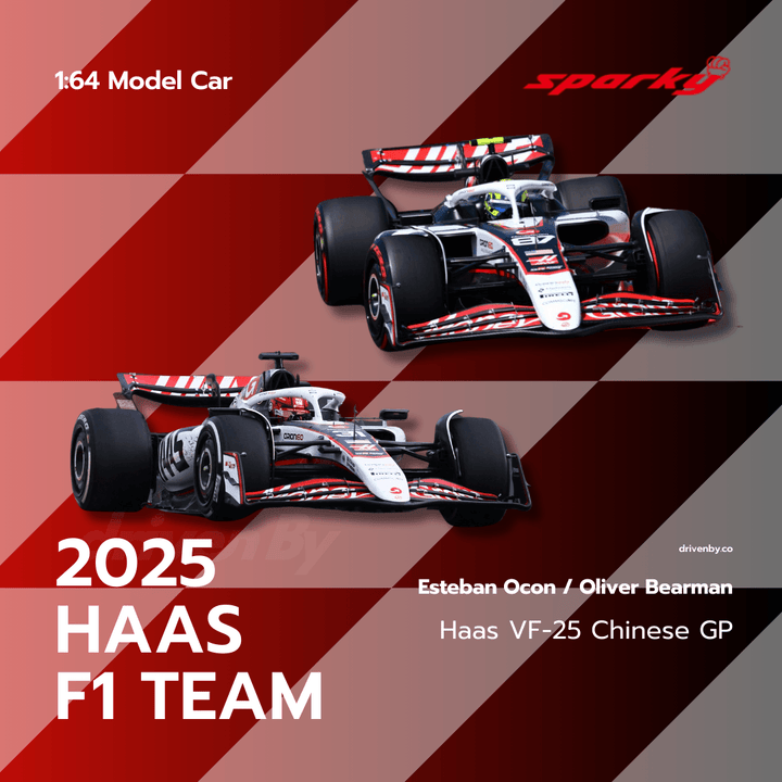 Haas F1 Team VF-25 - Oliver Bearman &amp; Esteban Ocon – Chinese GP 2025 Model Car Scale 1:64 Sparky